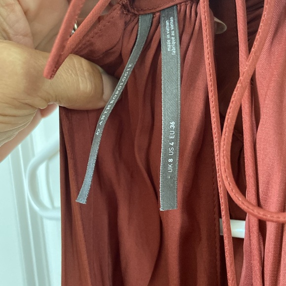 By Anthropologie Tiered Halter Dress High Neck Midi “Rose” Sleeveless Size 4 - Picture 9 of 9